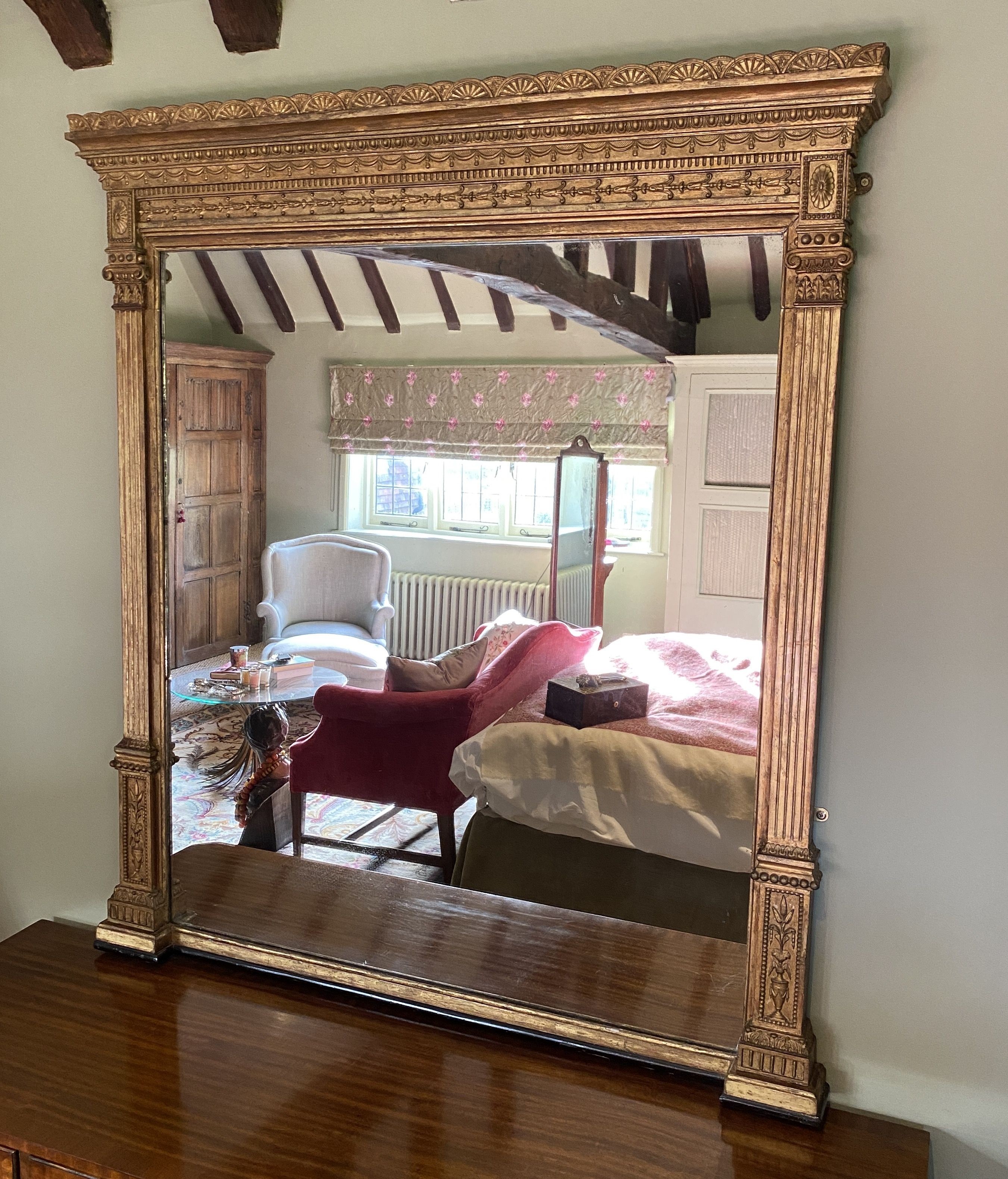 A late Victorian giltwood and gesso overmantel, width 122cm height 138cm